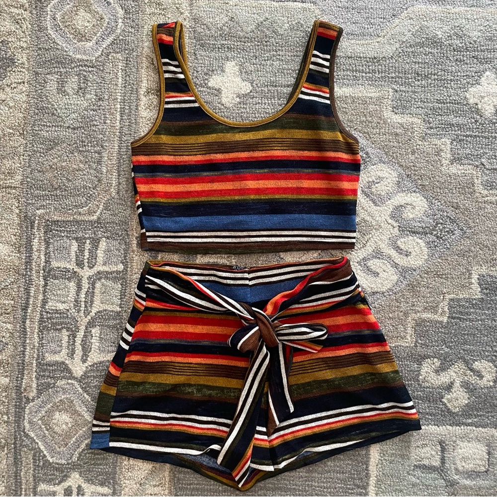 Striped two-piece set (top + shorts)